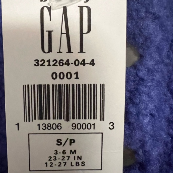 NWT Gap Kids Fuzzy Teddy Snap Cardigan, periwinkle, small 3-6 months - Picture 6 of 6